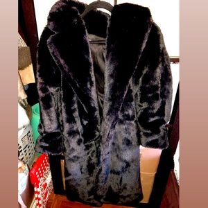 Black faux fur coat